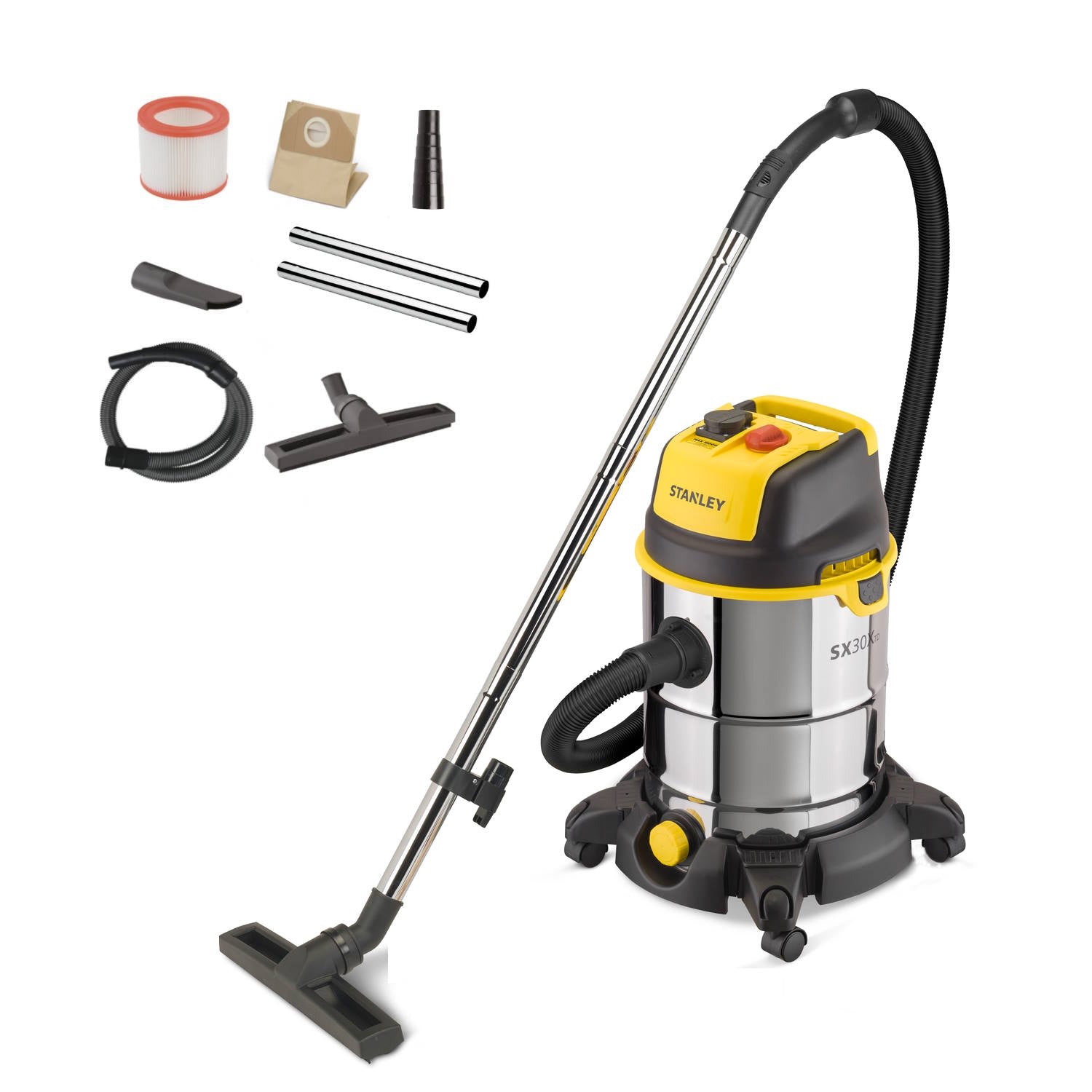 Aspiratore Solidi e Liquidi Stanley SXVC30XTDE  (Potenza assorbita  1600 W, Capacità fusto 30 l)