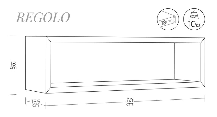 Mensola da Parete 60x18x15,5 cm in Fibra di Legno Regolo Marrone Talpa