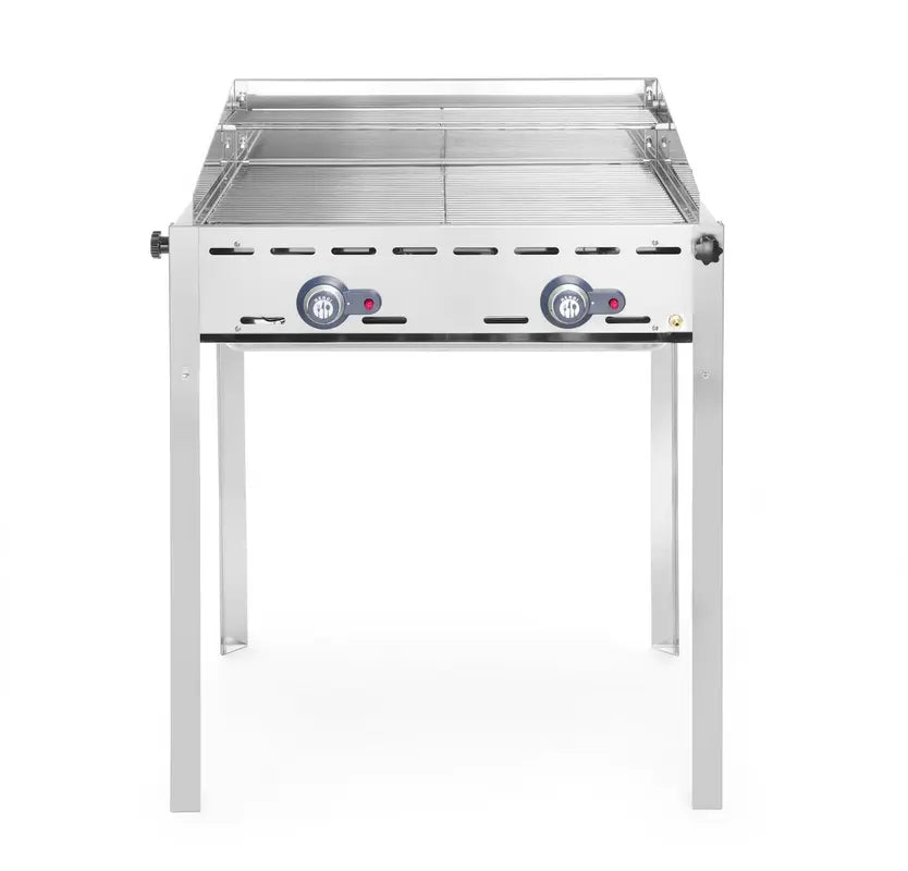 Green Fire barbecue con 2 bruciatori, HENDI, Profi Line, 2 griglie 1/1 in acciaio, 11,6kW