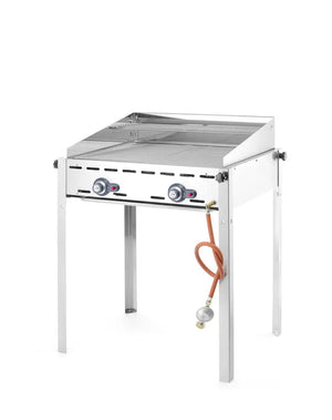 Green Fire barbecue con 2 bruciatori, HENDI, Profi Line, Teglia e griglia GN 1/1 in ghisa, 11,6kW