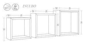 Set 3 Mensole da Parete Cubo in Fibra di Legno Incubo Rosso