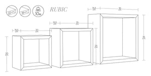 Set 3 Mensole da Parete Cubo in Fibra di Legno Rubic Rosso