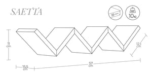 Mensola da Parete Libreria Zigzag 56x15,5 cm in Fibra di Legno Saetta Viola Melanzana