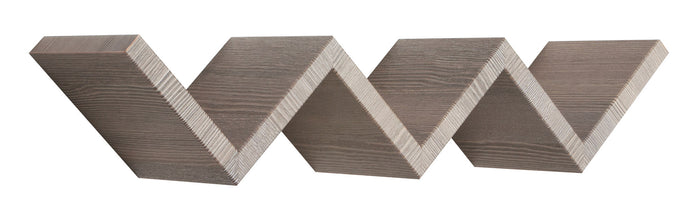 Mensola da Parete Libreria Zigzag 56x15,5 cm in Fibra di Legno Saetta Rovere Moka