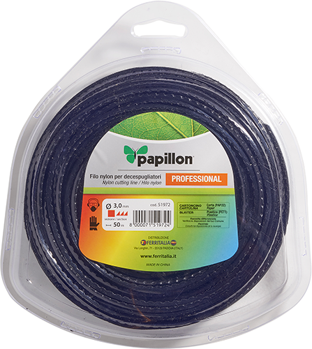 Filo nylon decespugliatore papillon quadro seghettato 3,5mmx 50mt - cf blister