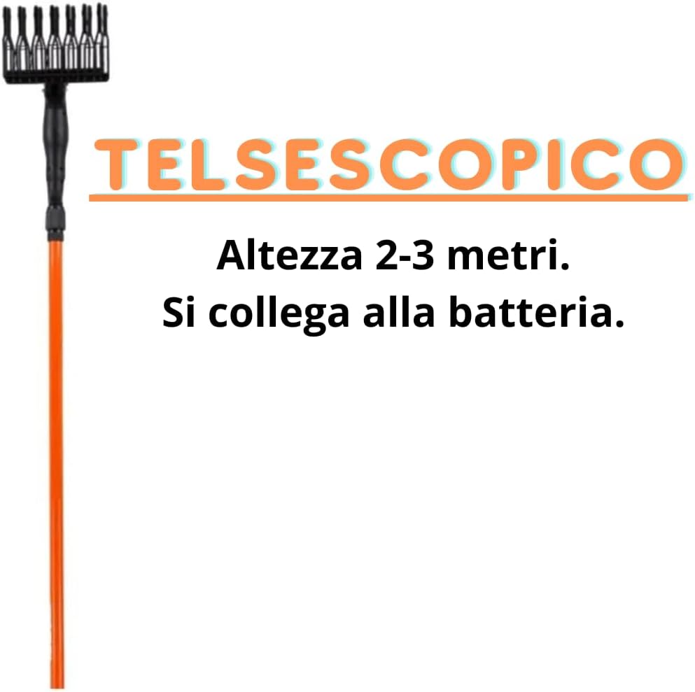 Abbacchiatore Olive a Batteria, Scuotitore Elettrico Telescopico, Batteria 12V 400W, Scuotiolive 1000 Battiti al Minuto