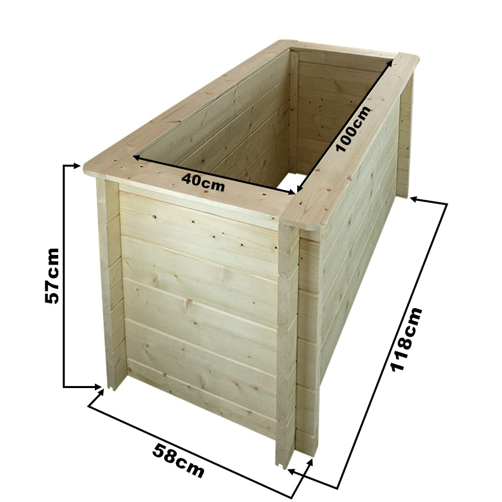 L’aiuola di giardino sopraelevata in legno - 118x58x57 cm - Timbela M619