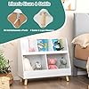 Libreria per Bambini a 5 Cubi, Scaffale Portagiochi a 2 Livelli con Gambe in Legno e Kit Antiribaltamento, per Stanza dei Giochi Camera da Letto, 80x35x71 cm