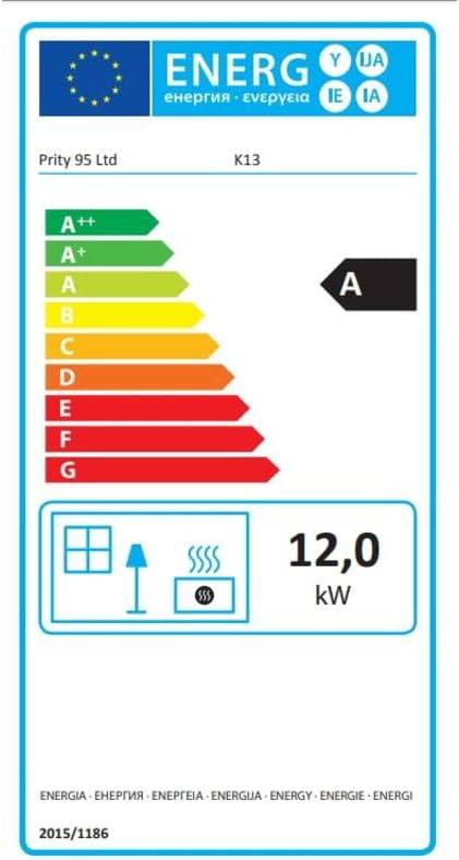 Stufa a legna Caminetti Prity K13, 12 kW, Log