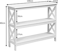 Table Console d'Appoint Industrielle à 3 Niveaux, Table Console Table de Canapé, Meuble pour Entrée, Couloir, Salon, 100 x 30 x 80 cm (Blanc)