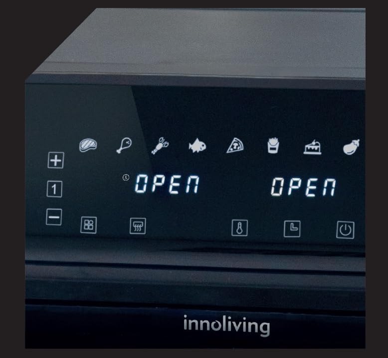 Innoliving Friggitrice ad Aria INN-798 Doppio Cestello 2700W, da 8 Litri, 2 Griglie, TouchScreen Intelligente, Cottura Sincronizzata o Separata, Finestre di Controllo Trasparenti, Piedini Antiscivolo