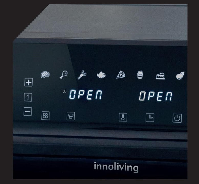 Innoliving Friggitrice ad Aria INN-798 Doppio Cestello 2700W, da 8 Litri, 2 Griglie, TouchScreen Intelligente, Cottura Sincronizzata o Separata, Finestre di Controllo Trasparenti, Piedini Antiscivolo