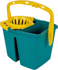 Tomaino - Secchio lavapavimenti con Doppia Vasca in Plastica - Mocio Acqua Separate Pulita e Sporca - 2 Vasche da 7 litri con Strizzatore Per Pulizia Casa, Ufficio, Uso Professionale