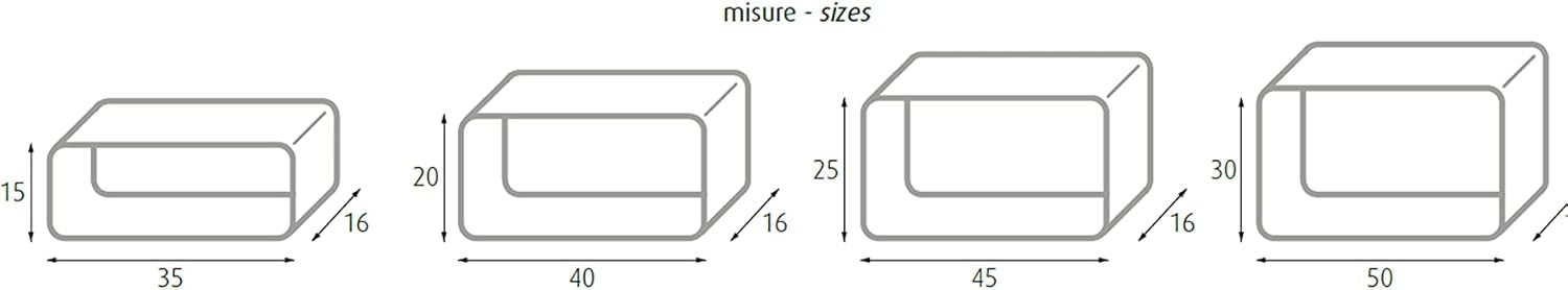 M1106012/A - Set 4 PZ Mensola rettangolare stondata noce