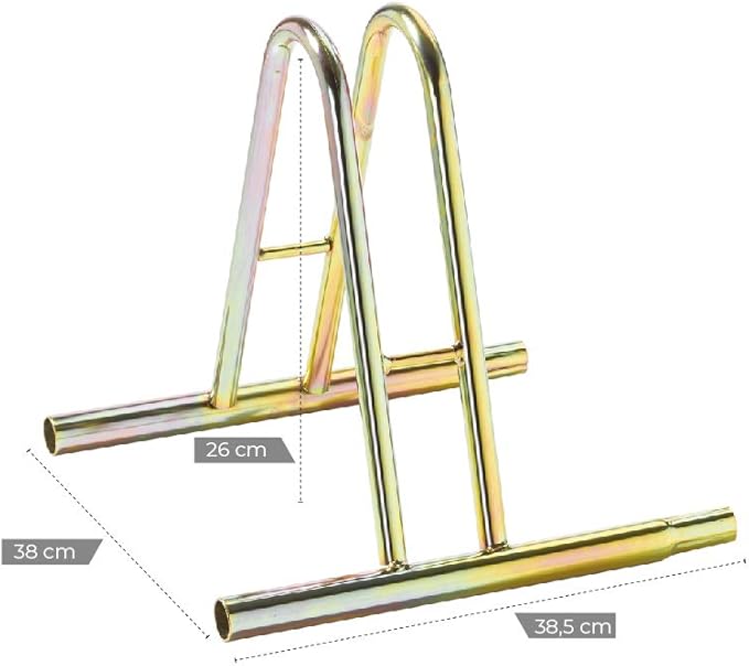 ANDRYS - Rastrelliera Porta Biciclette a Terra da Esterni e Interni 1 Posto, Modulabile, con Confica per Collegare i Porta Biciclette,  Zincato, Colore Tropical Oro, 35 x 35 x 37 cm