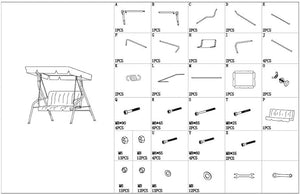 Dondolo a 3 posti colore beige D953004 