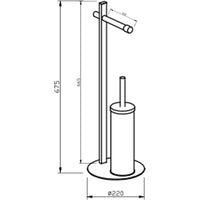 Piantana porta rotolo e scopino bagno in bamboo e acciaio nero ø22xh.67 cm