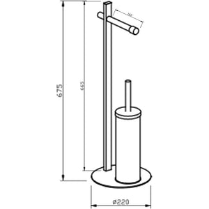 Piantana porta rotolo e scopino bagno in bamboo e acciaio nero ø22xh.67 cm