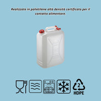 Tanica 5 litri in Plastica con Tappo e Dosatore - Fusto HDPE Contenitore Per Condensa Condizionatore - Bidone per Liquidi