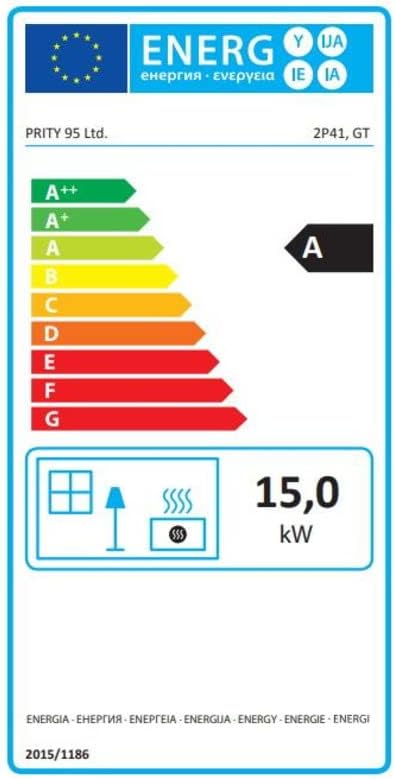 Camino a legna Prity 2P41, 15kW, canna fumaria sinistra