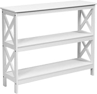 Table Console d'Appoint Industrielle à 3 Niveaux, Table Console Table de Canapé, Meuble pour Entrée, Couloir, Salon, 100 x 30 x 80 cm (Blanc)