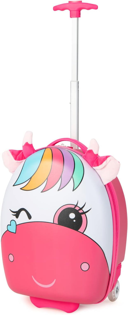 Valigia per Bambini da 16" con Ruote illuminate, Valigia con Manico Telescopico in Alluminio, Regalo per Bambini, 33 x 22 x 45 cm (unicorno(4))