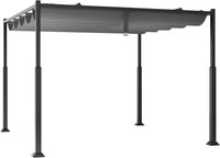 Gazebo Pergola da Giardino 310 x 310 cm, Pergola da Esterno con Tettuccio Retrattile, Struttura in Metallo, per Giardino, Patio e Portico