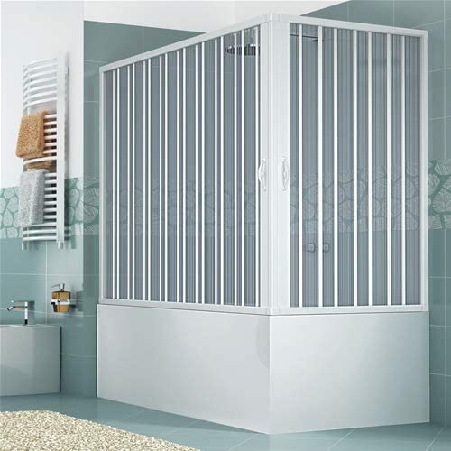 Porta vasca in PVC 70x160 cm angolare a soffietto LEANO Bianco