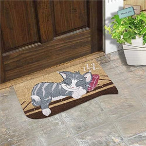 Zerbino Cocco 40x75 cm GATTO Retro Gomma Antiscivolo Tappeto Moderno Porta Ingresso Entrata