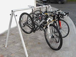 ANDRYS - Espositore Porta Biciclette Smontabile e Regolabile, in Acciaio Verniciat di Colore Grigio, 200/300 x 80 x 100 cm, 8 Posti