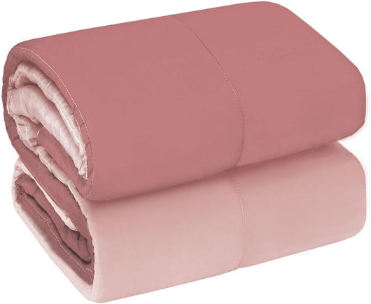 Trapunta Piumone Invernale Double Face 250gr Coperta Calda Letto 1 Pz e Mezza Made In Italy Rosa