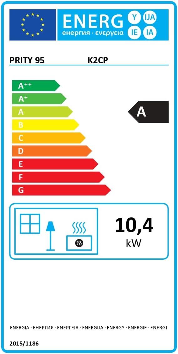 Stufa a legna Camino multicombustibile Bruciatore a legna Vetro ceramico 10kw Prity K12