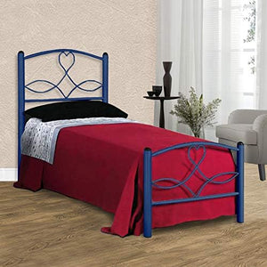 Qualydorm Letto in Ferro Battuto Moderno Singolo NAPOLI - Made in Italy Vari colori da cm 80x190 Artigianale Blu