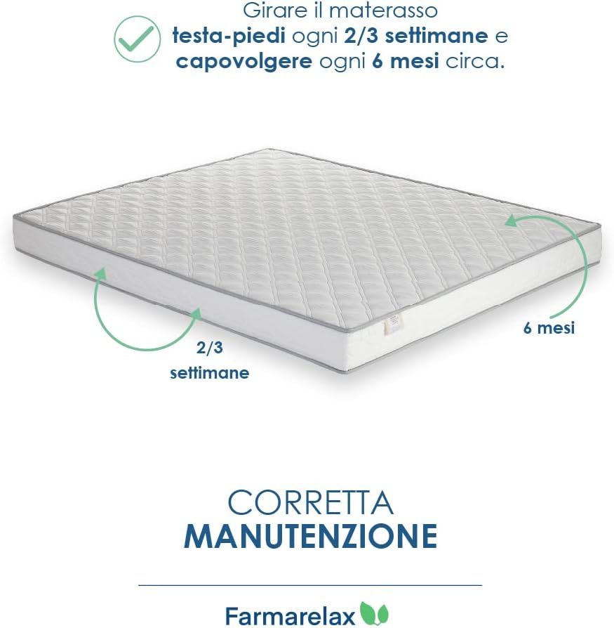 Materasso waterfoam 180x200 h16 cm ortopedico indeformabile antiacaro traspirante Made in Italy Farmarelax