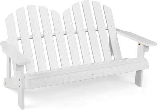 Sedia Adirondack per Bambini in Legno di Abete, Panchina da Esterno Traspirante con Schienale Alto e Braccioli, Portata 100 kg, per 1-3 Bambini, Sedia da Giardino Balcone e Cortile (Bianco)