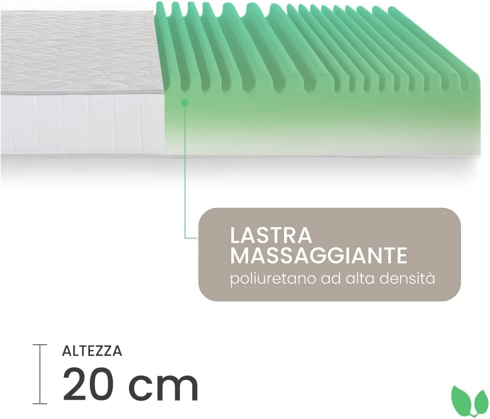 Materasso matrimonale memory 160x190 alto 20 cm antiacaro e antibatterico Farmarelax