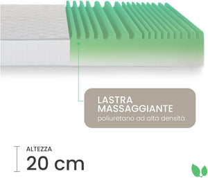 Materasso matrimonale memory 140x190 alto 20 cm antiacaro e antibatterico Farmarelax