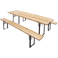 BIRRERIA SET TAVOLO+PANCHE RICHIUDIBILE TAVOLO GIARDINO LEGNO 80x200cm VERDELOOK