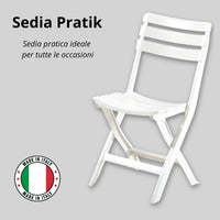 Sedia da giardino in plastica pieghevole, Pratik, Set da 4 pz sedie per esterno Tomaino, Verde