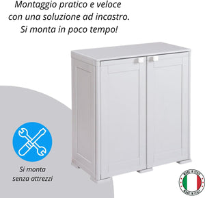 Armadio in plastica da esterno - Mobile Porta Scope contenitore con ripiani per giardino, garage, balcone