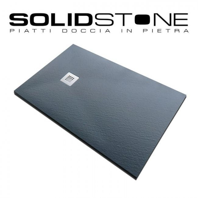 Piatto doccia in pietra SOLIDSTONE alto 2,8 cm - Antracite Grafite nero RAL 7016 - Misura: 80x80 x 2,8h