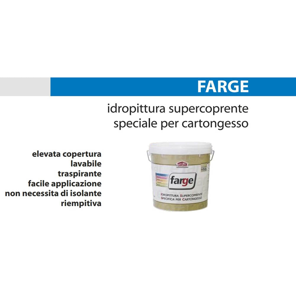 Idropittura Pittura super coprente bianca 14 Lt Pareti cartongesso Carson Farge