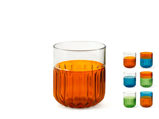 Bicchiere factory 6 pezzi in vetro borosilicato double color assortiti cl 37