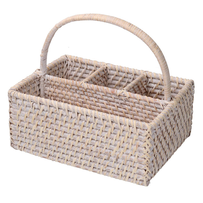 Portaposate rattan algarve bianco rettangolare cm26x20h11/22