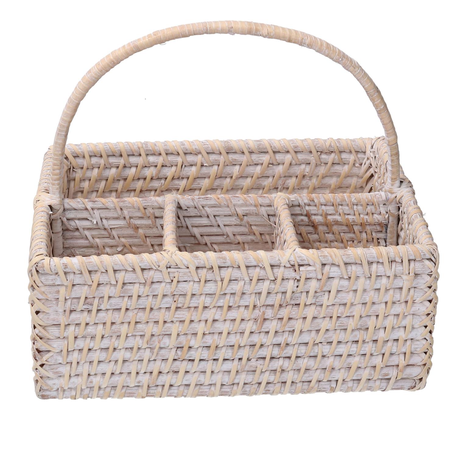 Portaposate rattan algarve bianco rettangolare cm26x20h11/22