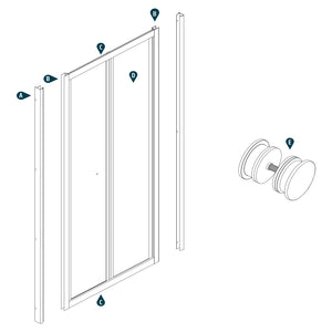 Ogomondo porta doccia a soffietto book cristallo temprato bianco *** misure 71-75xh190 cm serigrafato, confezione 1