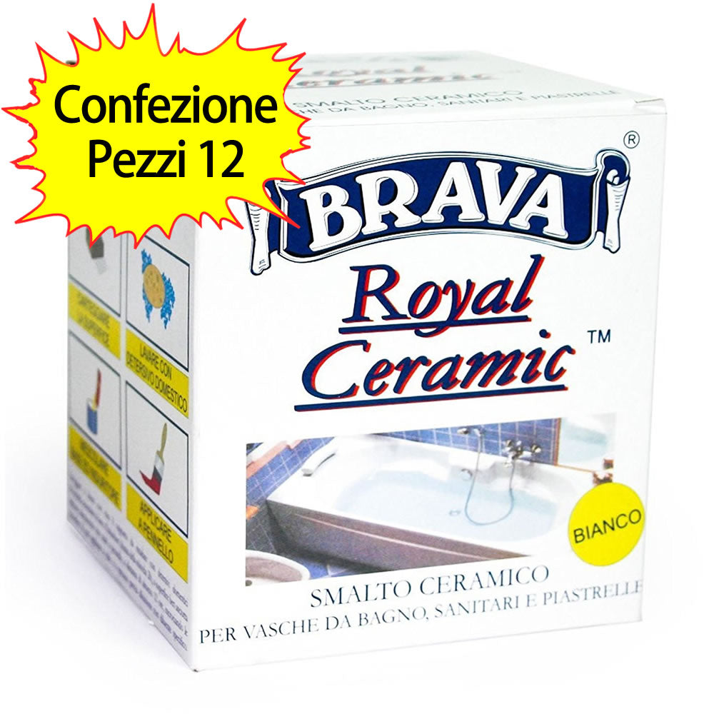 Smalto ceramico bicomponenete bianco pezzi 12 royal ceramic brava litri 0,375 confezione pezzi 12