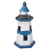 Faro metallo mare blu bianco cm14x14h28