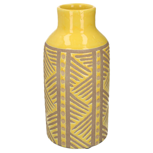 Vaso ceramica giallo sabbia tondo cmø14h30