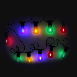 Catena 5M 10 lampadine vetro luce multicolor al. fissa uso esterno